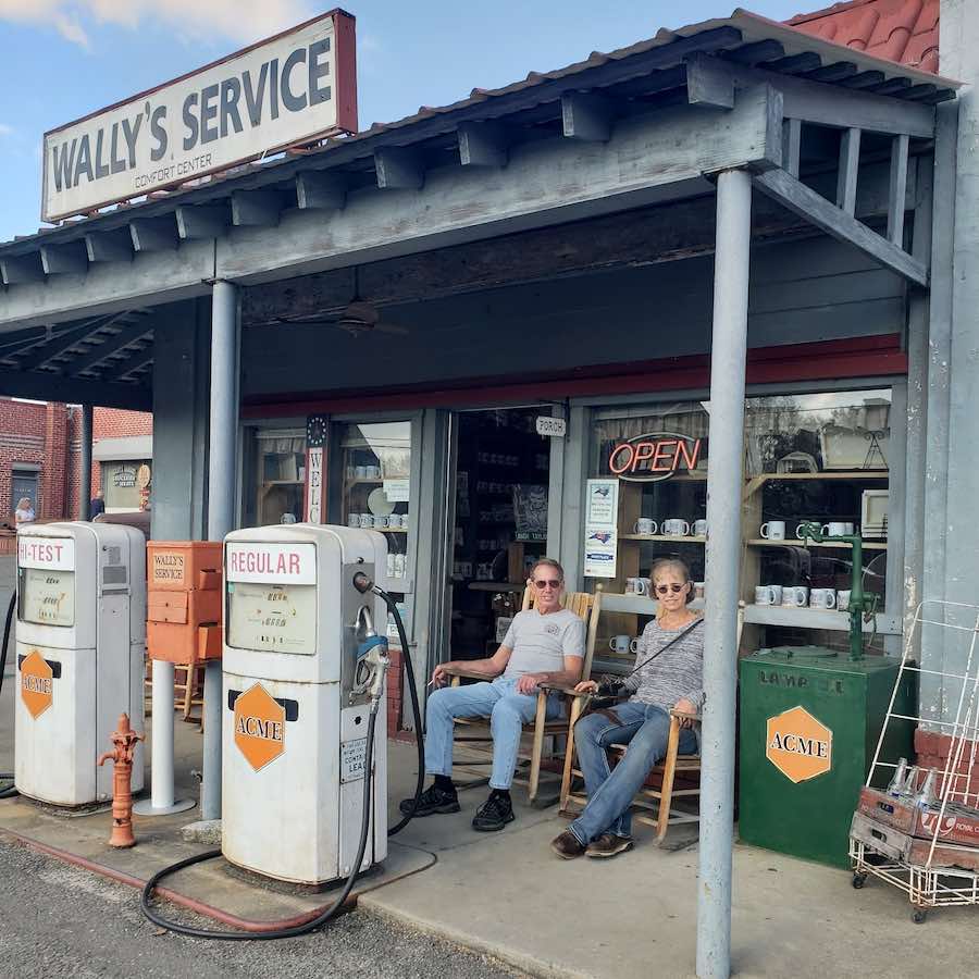 Gary and Joanna at Wally's Service Station
